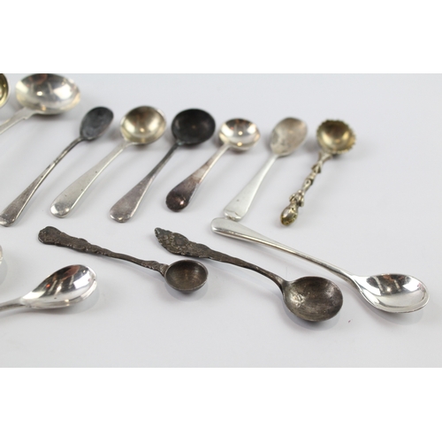 348 - 15 x Antique / Vintage .925 Sterling Silver Condiment Spoons Inc Georgian 104g