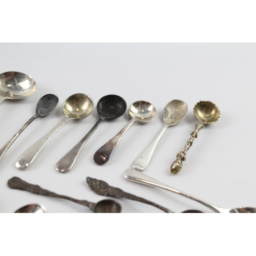 348 - 15 x Antique / Vintage .925 Sterling Silver Condiment Spoons Inc Georgian 104g