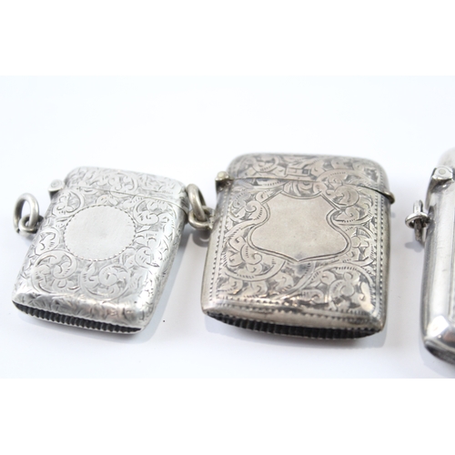 349 - 4 x Antique Hallmarked .925 Sterling Silver Vesta Cases Inc Victorian Etc (95g)