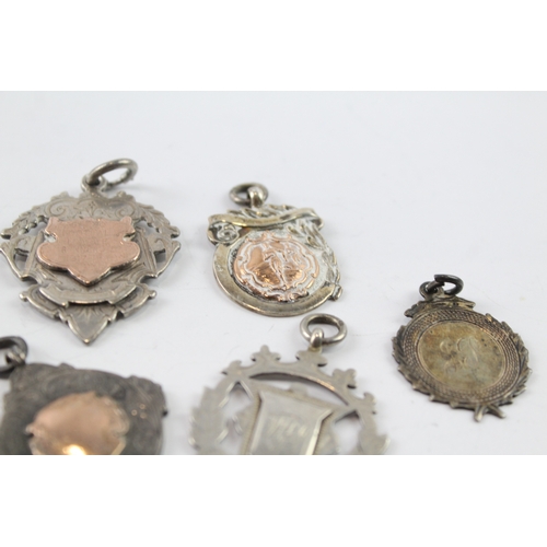 355 - 8 x Antique / Vintage .925 Sterling Silver Fobs / Medallions Inc Enamel (85g)