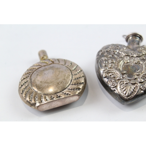 358 - 4 x Antique / Vintage .925 Sterling Silver Ladies Scent Bottles & Compacts 67g