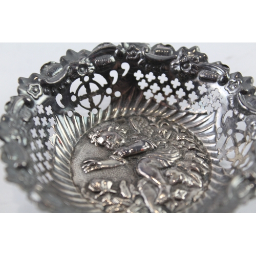 362 - Antique Victorian 1896 Birmingham Sterling Silver Cherub Trinket Dish (70g)