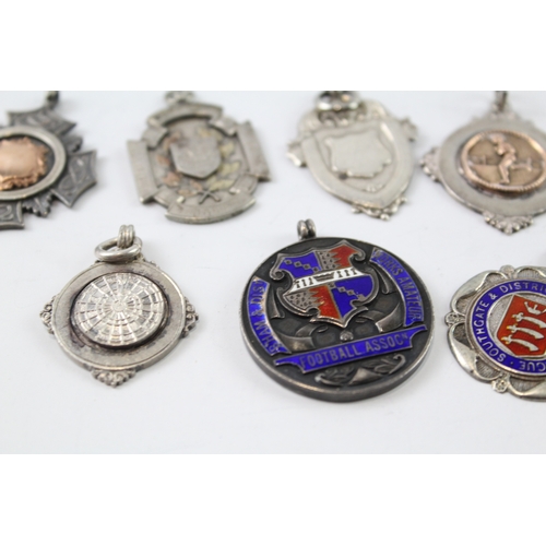 367 - 8 x Antique / Vintage Hallmarked .925 Sterling Silver Fobs / Medallions (78g)