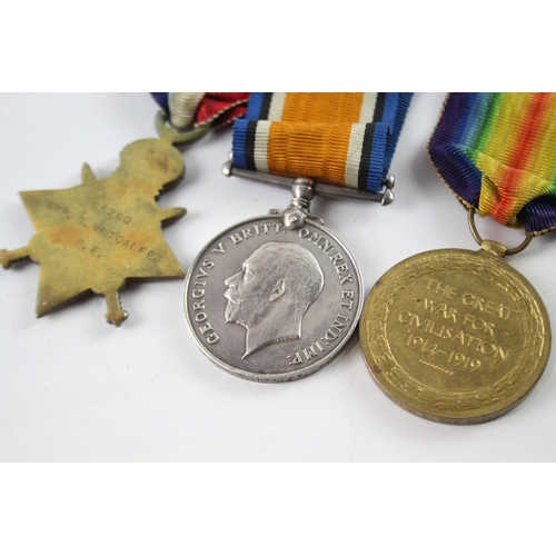 375 - WW1 1914-15 Star Medal Trio 66260 Spr G. Metcalfe RE x 3