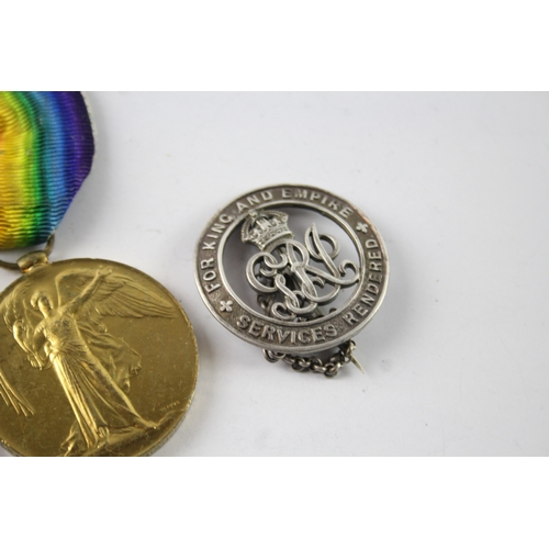 376 - WW1 Medal Pair & SWB 23974 Pte W. Walker KSLI Badge #B126035 x 3