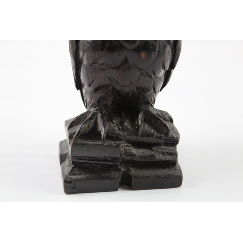 404 - Antique / Vintage Black Forest Carved Novelty Owl Desk Inkwell