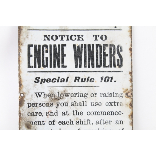 406 - Vintage 'Pemberton Colliery' Special Rule 101 Enamel Instructional Sign