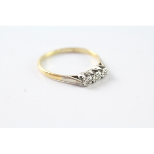 41 - 9ct gold vintage diamond trilogy ring (2.1g) Size Q