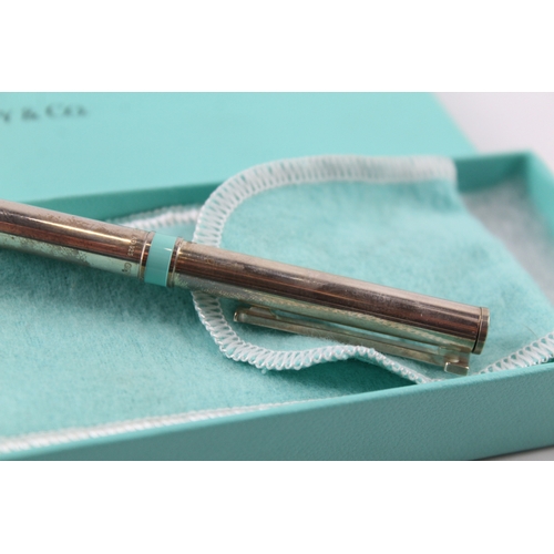 427 - TIFFANY & CO .925 Sterling Silver Ballpoint Pen / Biro WRITING w/ Enamel (19g)