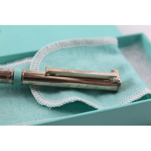 427 - TIFFANY & CO .925 Sterling Silver Ballpoint Pen / Biro WRITING w/ Enamel (19g)