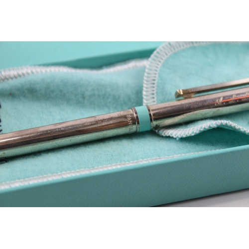 427 - TIFFANY & CO .925 Sterling Silver Ballpoint Pen / Biro WRITING w/ Enamel (19g)