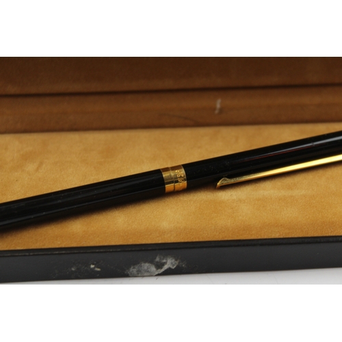 434 - Vintage S.T DUPONT Black Lacquer & Gold Plate Ballpoint Pen / Biro Original Box