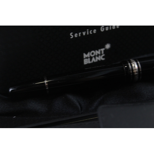 438 - Montblanc Meisterstuck Black Fountain Pen w/ 14ct White Gold Nib WRITING Boxed