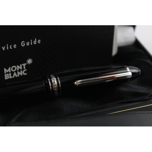 438 - Montblanc Meisterstuck Black Fountain Pen w/ 14ct White Gold Nib WRITING Boxed