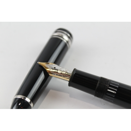 438 - Montblanc Meisterstuck Black Fountain Pen w/ 14ct White Gold Nib WRITING Boxed