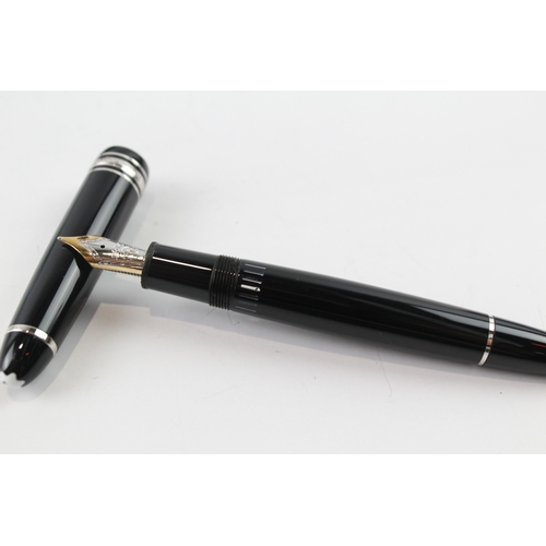 438 - Montblanc Meisterstuck Black Fountain Pen w/ 14ct White Gold Nib WRITING Boxed