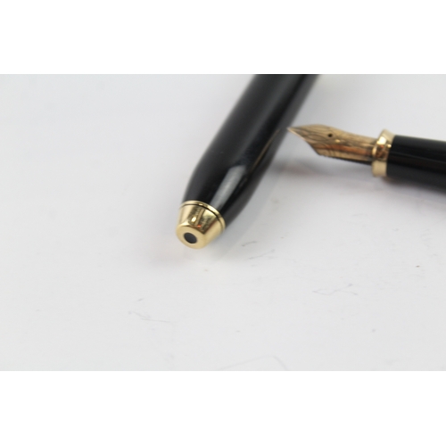 443 - Vintage Cross Townsend Black Lacquer Fountain Pen w/ 14ct Gold Nib WRITING