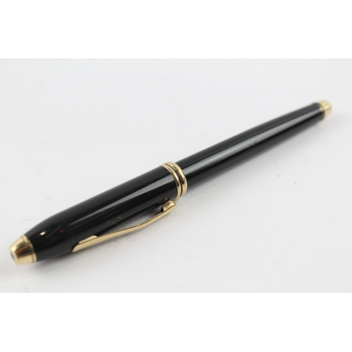 443 - Vintage Cross Townsend Black Lacquer Fountain Pen w/ 14ct Gold Nib WRITING