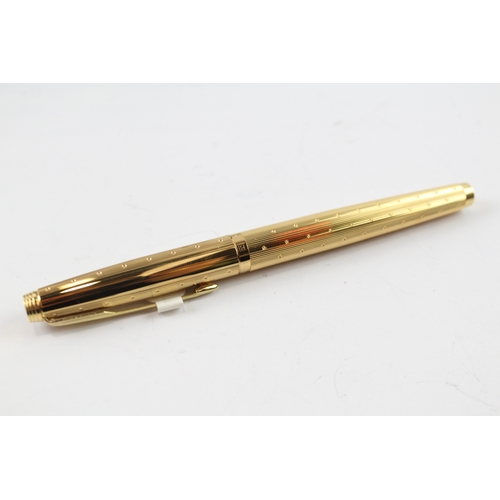 448 - Vintage Parker 75 Gold Plated Fountain Pen w/ 14ct Gold Nib WRITNG Boxed