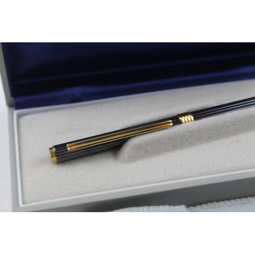 450 - Vintage CHRISTIAN DIOR Metallic Navy & Gold Plate Ballpoint Pen WRITING Boxed