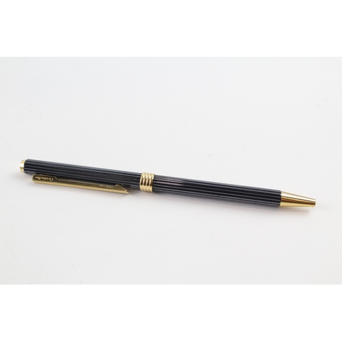 450 - Vintage CHRISTIAN DIOR Metallic Navy & Gold Plate Ballpoint Pen WRITING Boxed