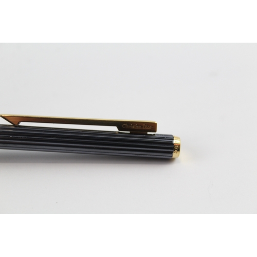 450 - Vintage CHRISTIAN DIOR Metallic Navy & Gold Plate Ballpoint Pen WRITING Boxed