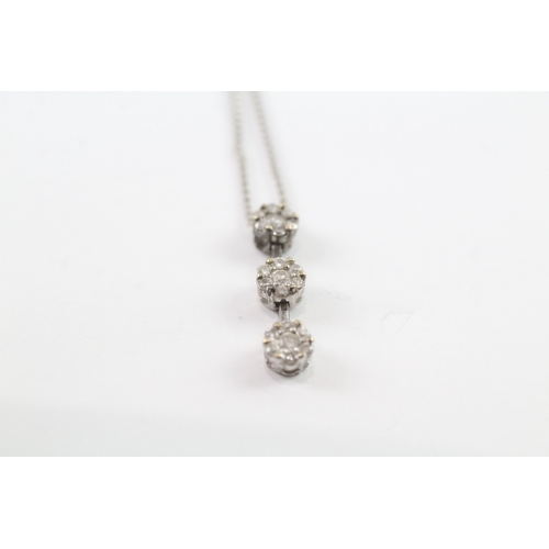 55 - 9ct gold diamond cluster necklace (2.2g)