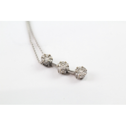 55 - 9ct gold diamond cluster necklace (2.2g)