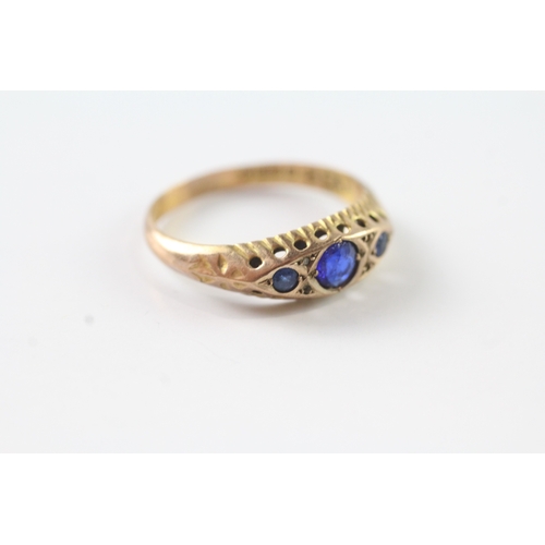 58 - 9ct gold antique blue paste & diamond dress ring with Chester hallmark (1g) Size O