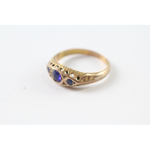 58 - 9ct gold antique blue paste & diamond dress ring with Chester hallmark (1g) Size O