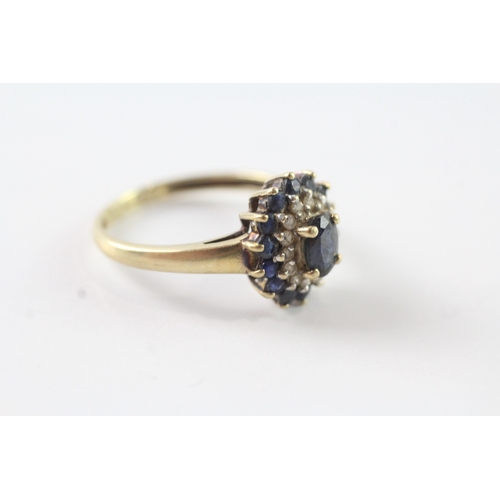 67 - 9ct gold vintage sapphire & diamond dress ring (2.6g) Size R