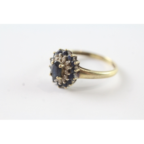 67 - 9ct gold vintage sapphire & diamond dress ring (2.6g) Size R