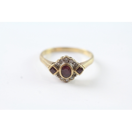 73 - 9ct gold ruby & diamond dress ring (3.7g) Size U 1/2