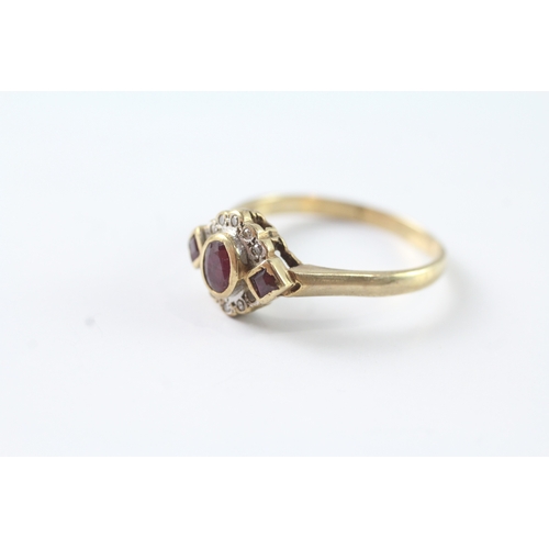 73 - 9ct gold ruby & diamond dress ring (3.7g) Size U 1/2