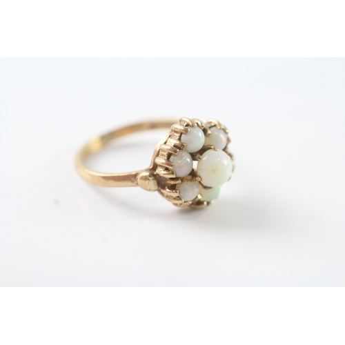 76 - 9ct gold vintage opal floral cluster dress ring (3.5g) Size N 1/2