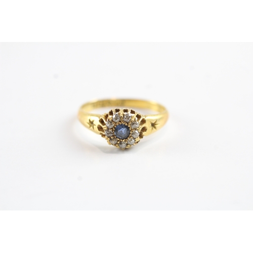 9 - 18ct gold diamond and sapphire ring Size K 1/2