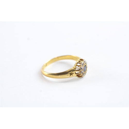 9 - 18ct gold diamond and sapphire ring Size K 1/2