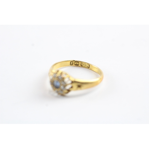 9 - 18ct gold diamond and sapphire ring Size K 1/2