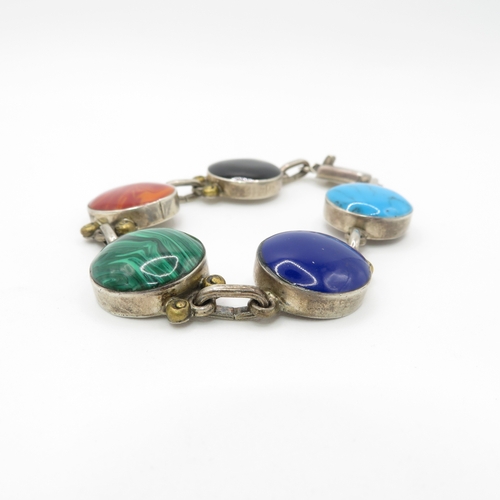 271 - Silver bracelet with multicolour gemstones (39.9g)