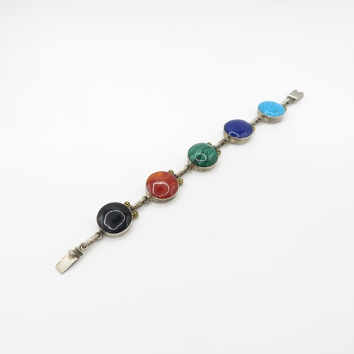 271 - Silver bracelet with multicolour gemstones (39.9g)