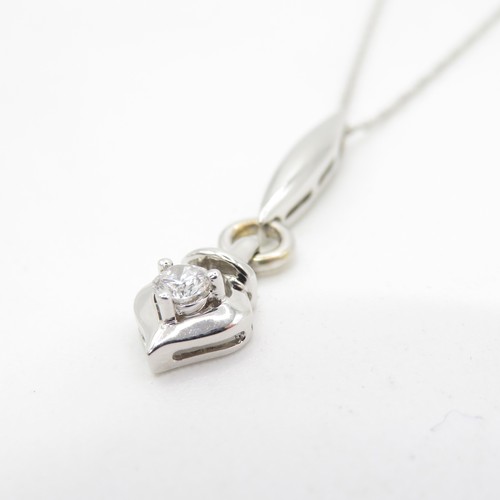 1 - 18ct White gold necklace with 0.2ct diamond - Total weight 3g