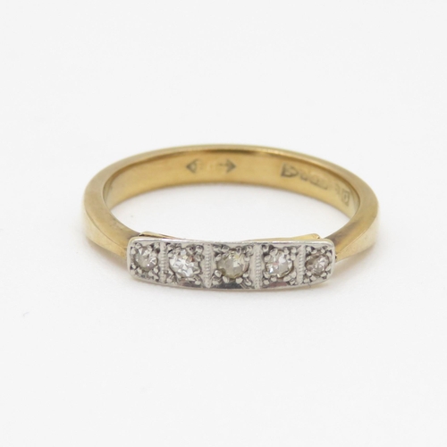 103 - 9ct gold five stone diamond ring (2.4g) Size N