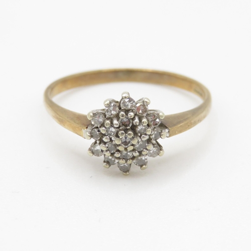 21 - 9ct gold diamond cluster dress ring (1.8g) Size N 1/2