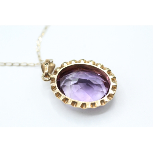 108 - 9ct gold amethyst pendant necklace (3.9g)