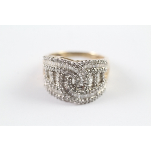 110 - 9ct gold vari-cut diamond cluster cocktail ring (5.3g) Size O 1/2