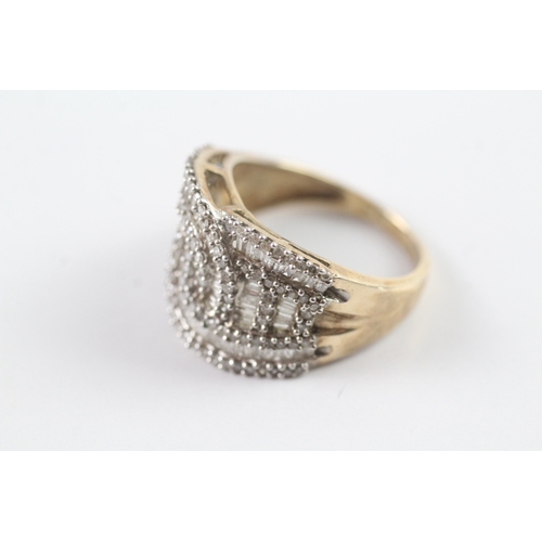 110 - 9ct gold vari-cut diamond cluster cocktail ring (5.3g) Size O 1/2