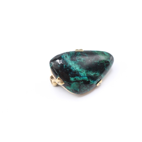 115 - 9ct gold azurite brooch (3g)