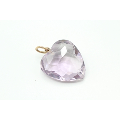 117 - 9ct gold amethyst heart pendant (4.9g)