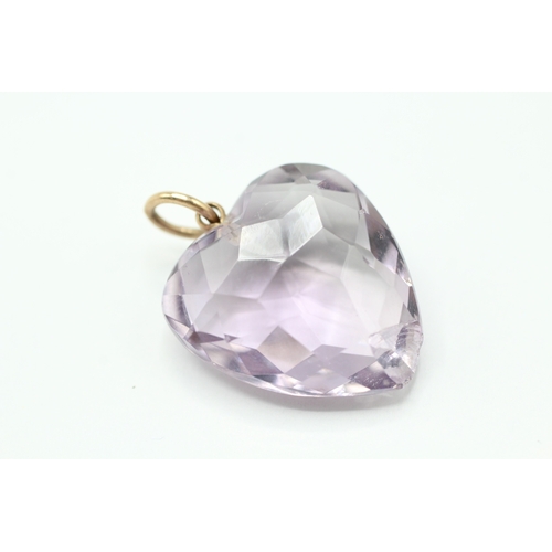 117 - 9ct gold amethyst heart pendant (4.9g)