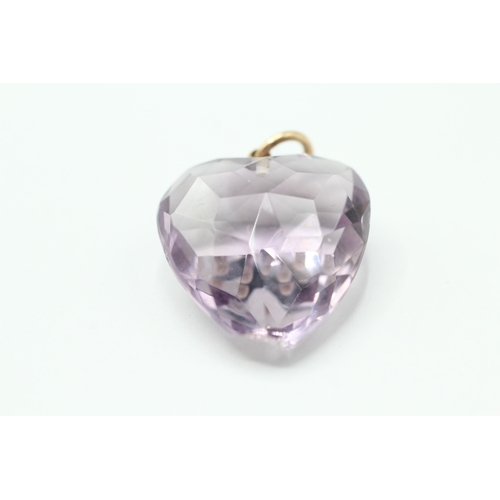 117 - 9ct gold amethyst heart pendant (4.9g)